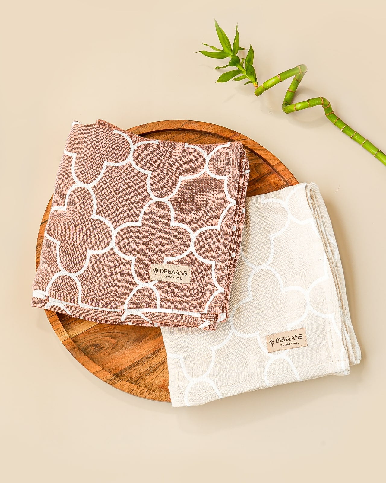 Set of 2 Jacquard Bamboo Bath Towels