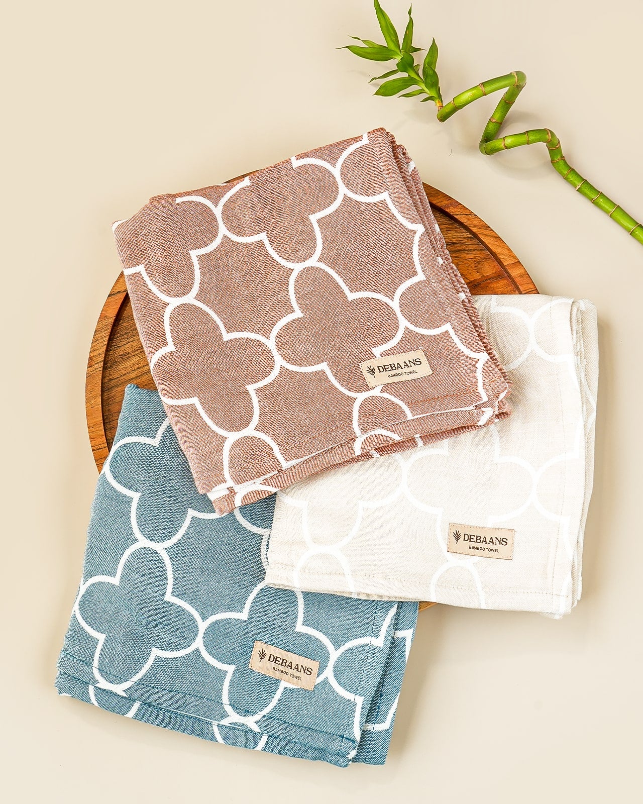 Set of 3 Jacquard Bamboo Bath Towels