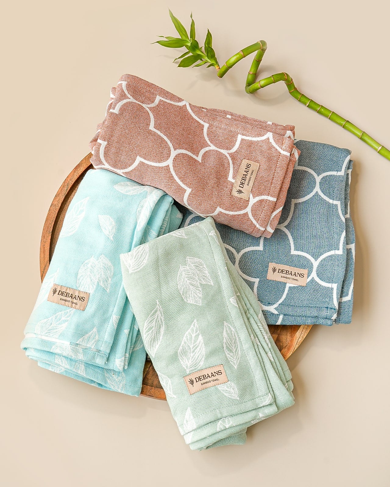 Set of 4 Jacquard Bamboo Bath Towels