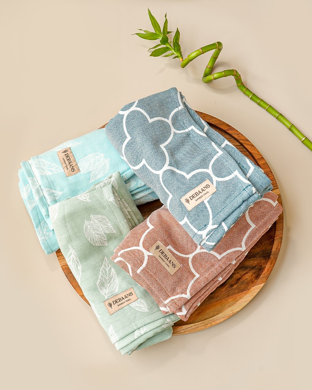 Set of 4 Jacquard Bamboo Bath Towels