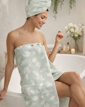Bamboo jacquard body wrap | Meadow Green
