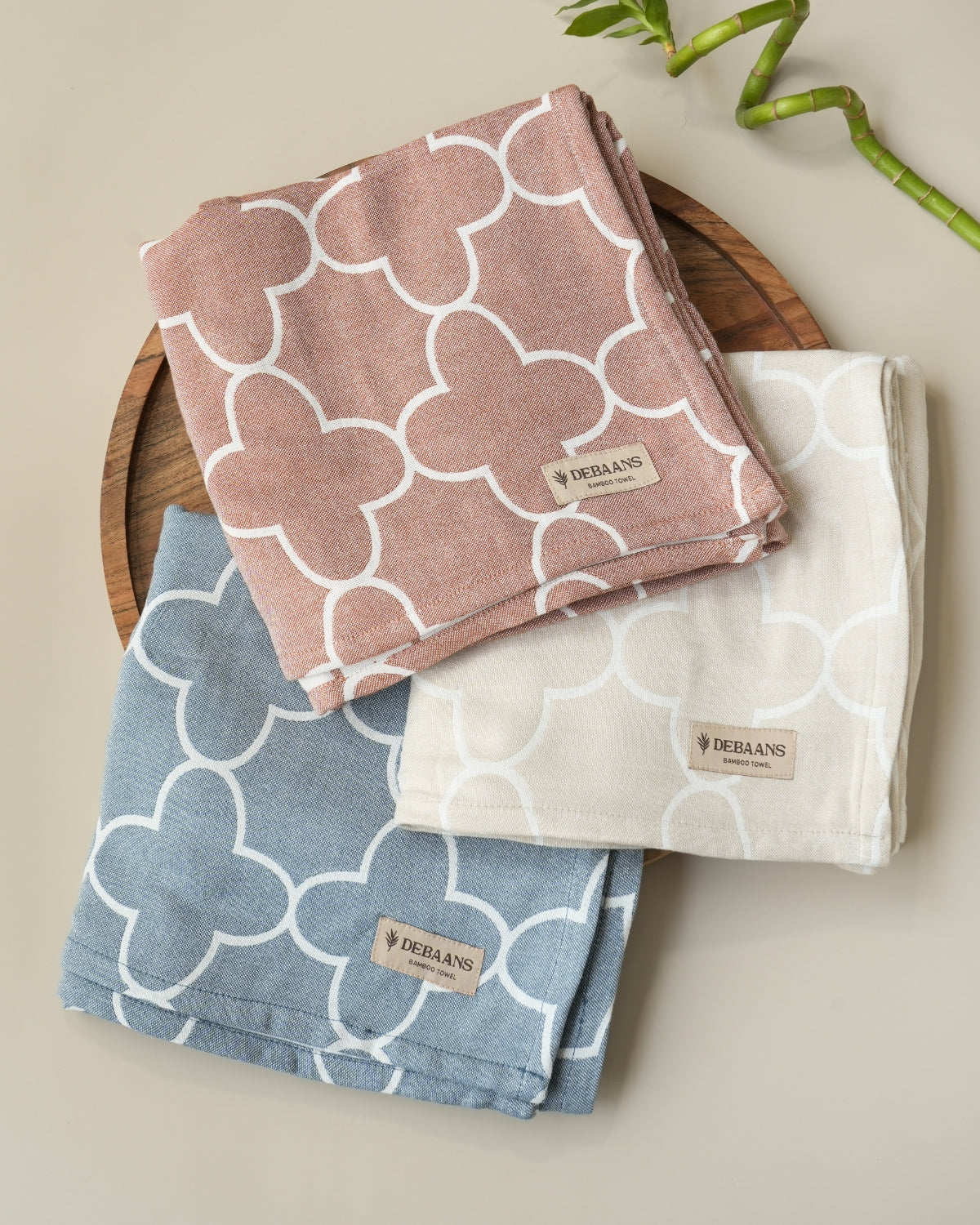 Set of 3 Jacquard Bamboo Bath Towels