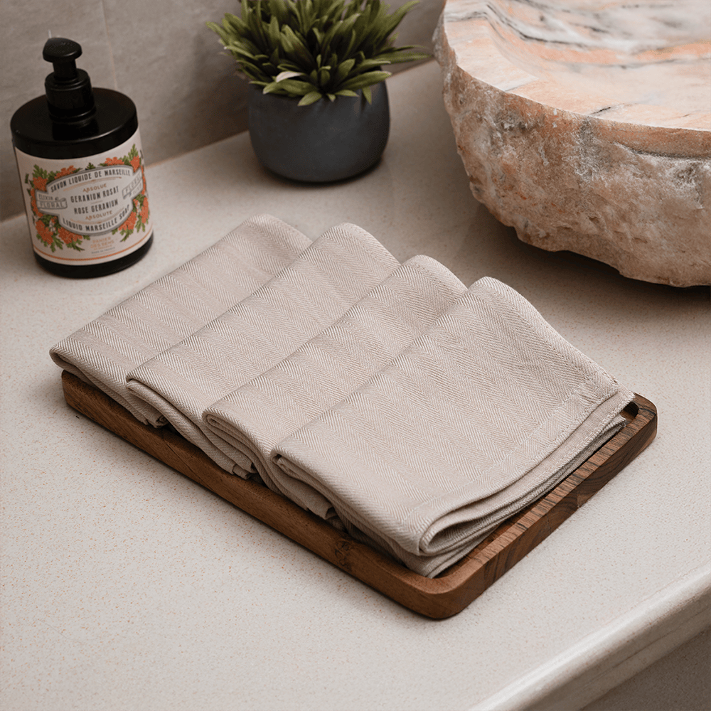 Set of 4 Hand Towels – Beige