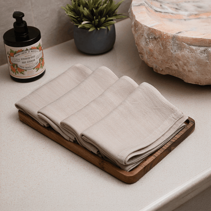 Set of 4 Hand Towels‚ Beige
