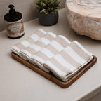 Set of 4 Hand Towels‚ Beige stripes