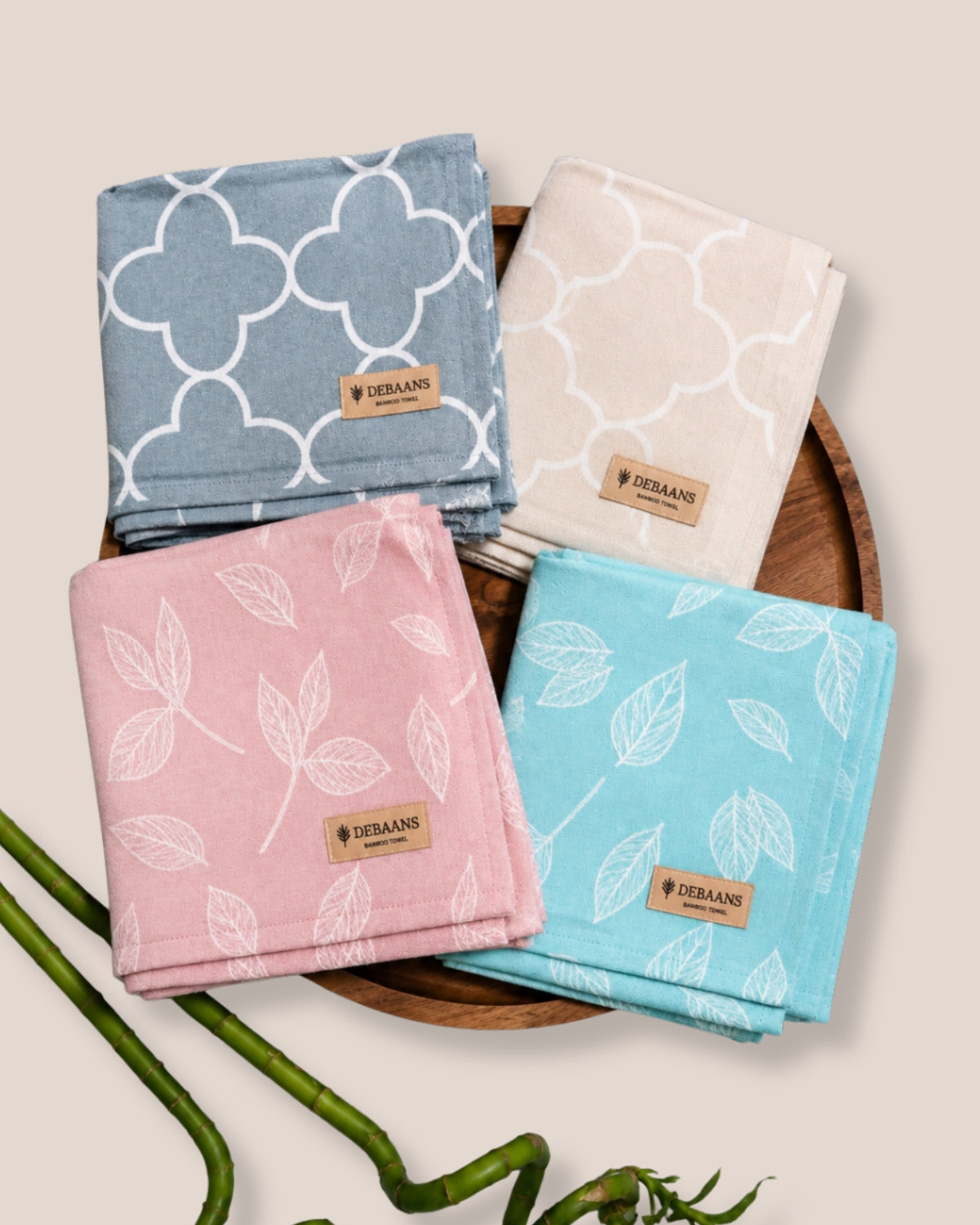 Set of 4 Jacquard Bamboo Bath Towels