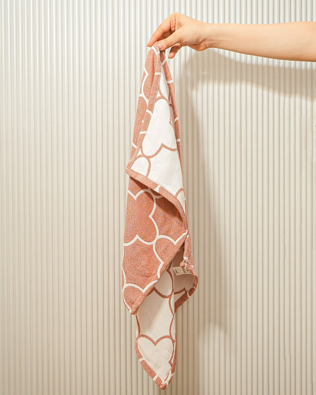 Set of 2 Hand Towels | Quatrefoil Jacquard | Rust