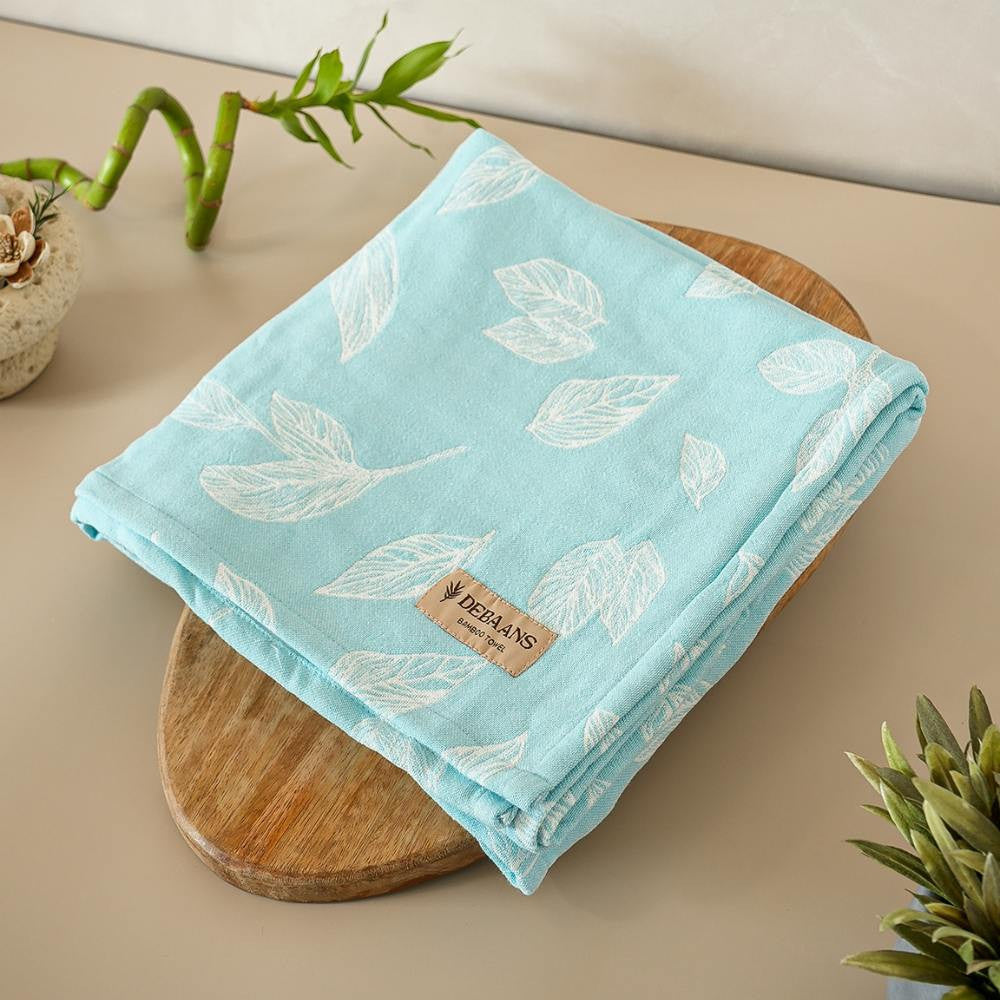 Set of 2 Hand Towels + 1 Bath Towel | Botanica Jacquard | Sky Blue