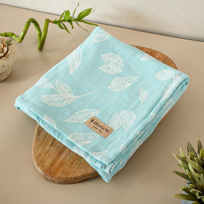 Set of 2 Hand Towels + 1 Bath Towel | Botanica Jacquard | Sky Blue