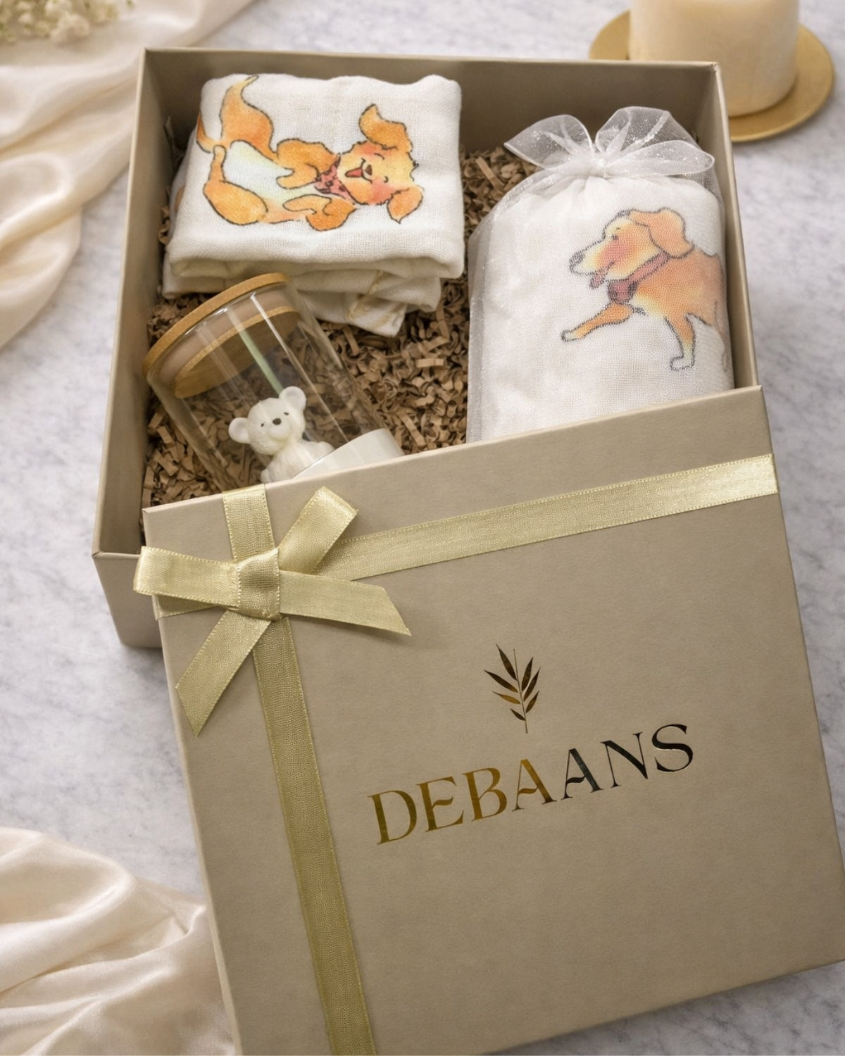 Toddler gift set ‚Äì Bath towel + 2 washcloths + Candle