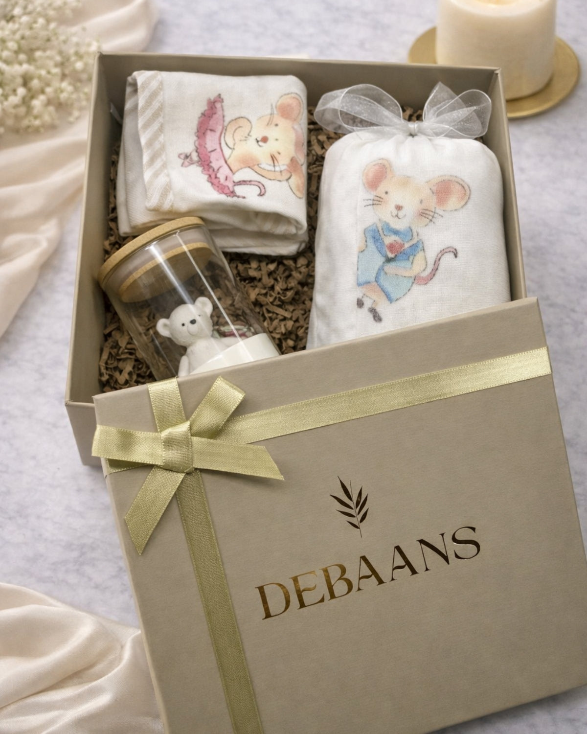 Toddler gift set ‚Äì Bath towel + 2 washcloths + Candle