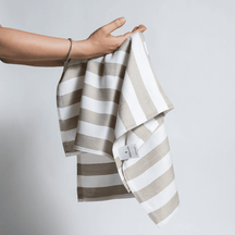 Olive stripes Bamboo Set of 2 Hand Towels + 1 Bath Towel