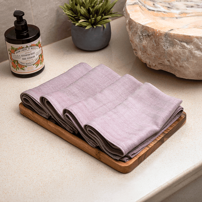 Set of 4 Hand Towels - Plum