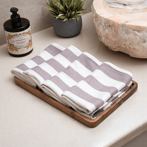 Set of 4 Hand Towels – Plum stripes