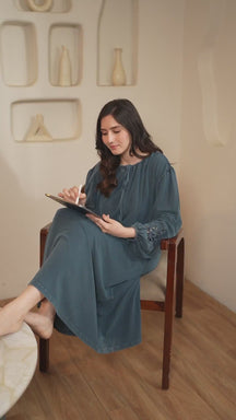 Nora Relaxed Fit Nightdress - Denim Blue