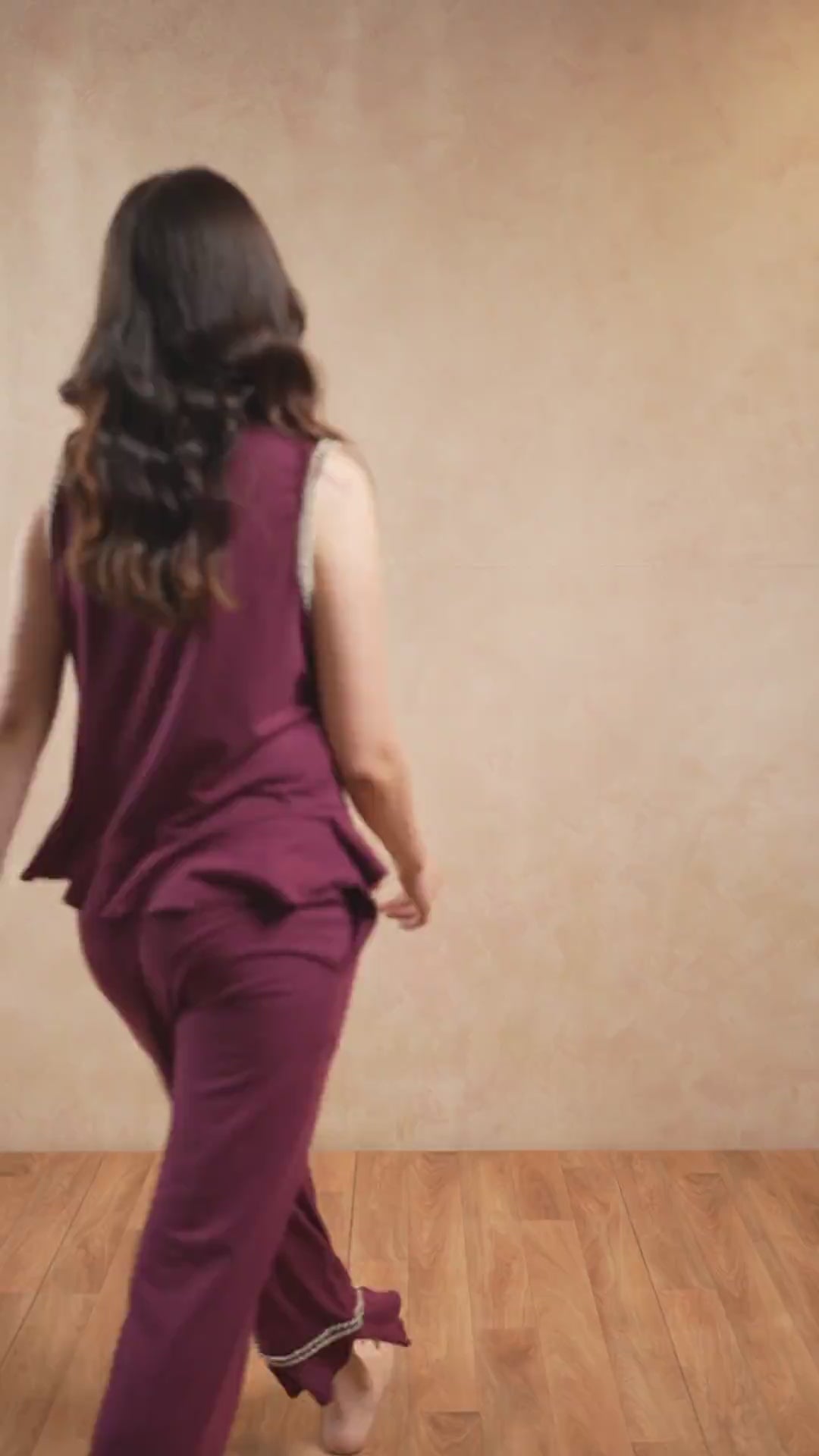 Nyla Frill Hem PJ Set - Wine