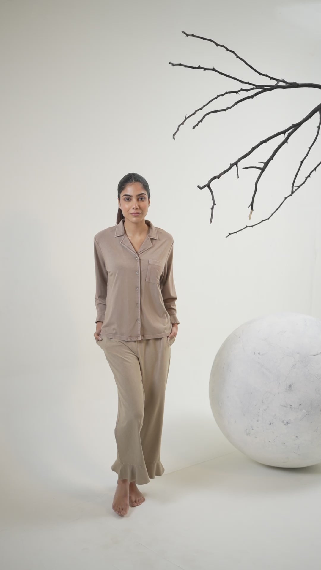 Fiona Full of Frills PJ Set - Beige