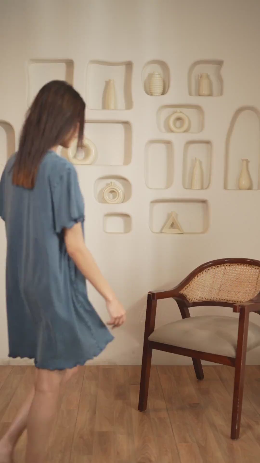 Ginny Relaxed Fit Knee-Length Nightdress - Denim Blue