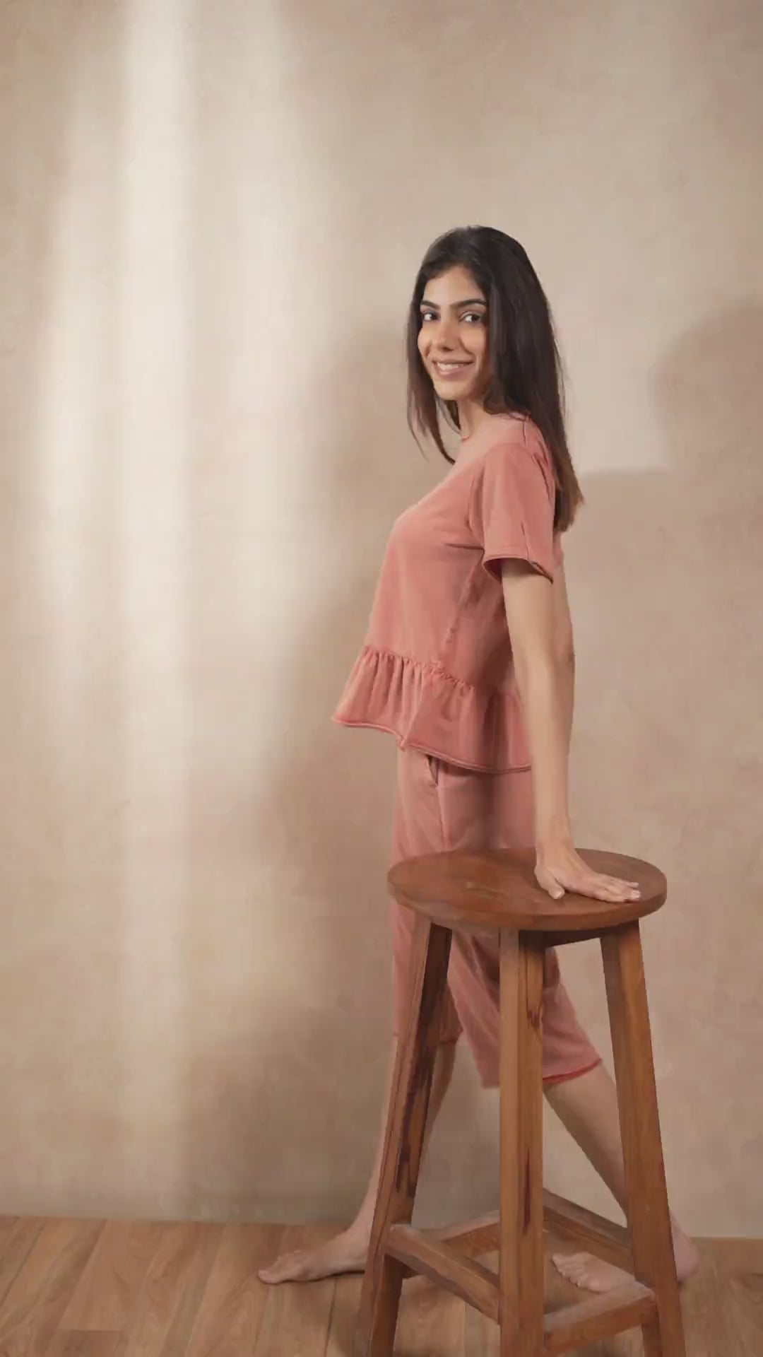 Tessa Peplum Capri Set - Rust