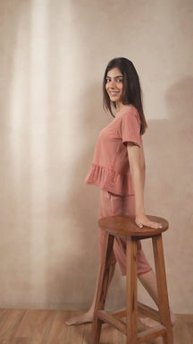 Tessa Peplum Capri Set - Rust