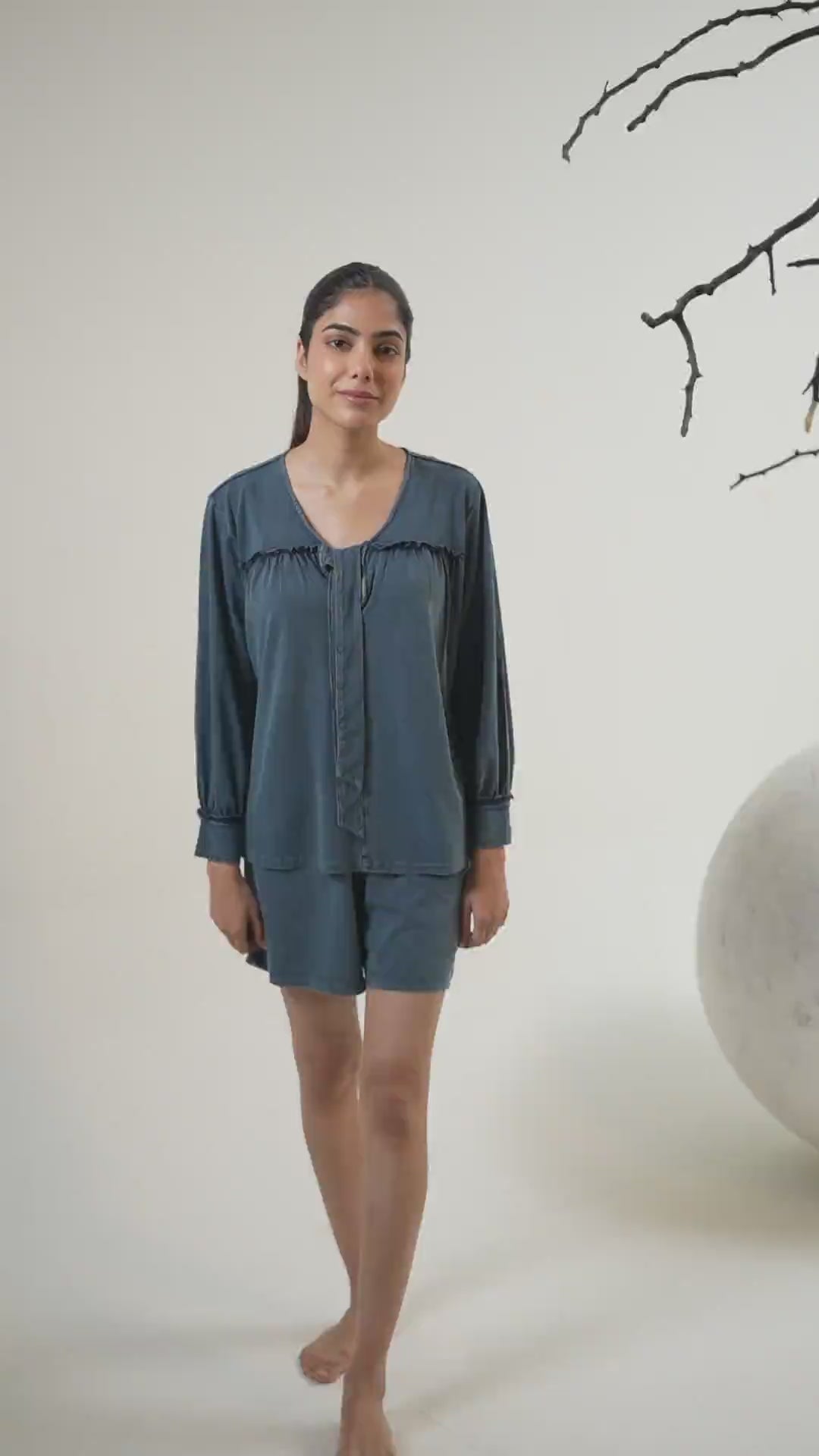 Bella Front Knot Shorts Set – Teal