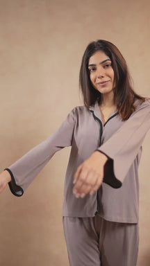 Anna Ocean Waves PJ Set - Steel Gray