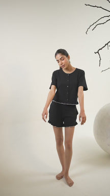 Sia ruffled shorts set - Black